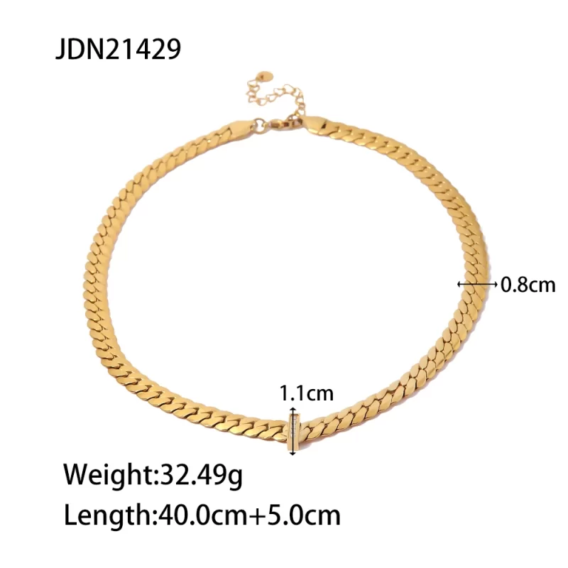 Youthway Waterproof Stainless Steel 16K Gold Inlaid Zirconia Cuban Necklace for Women Exquisite Handmade Jewelry New - Image 6