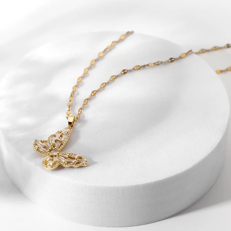 Fancy Crystal Butterfly Necklace 18K Gold Stainless Steel Jewelry Gift Cubic Zircon Butterfly Pendant Necklace Women - Image 2