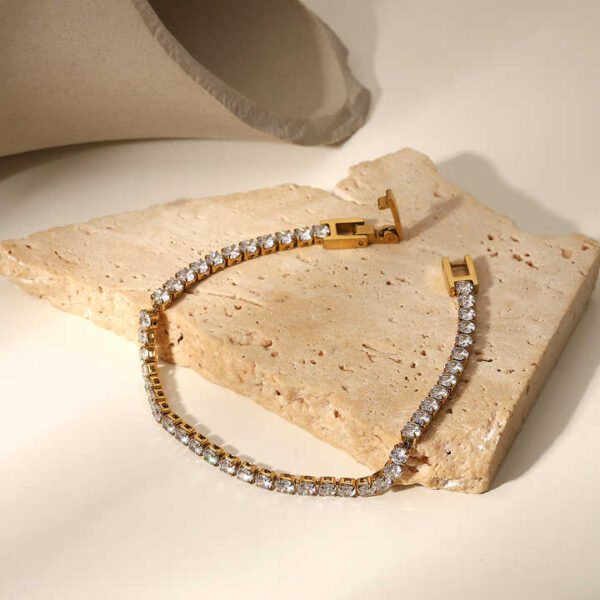 Jewelry Stainless Steel Snap Bracelet 14K Gold Plated Full Zircon Bracelet for Female - Image 2