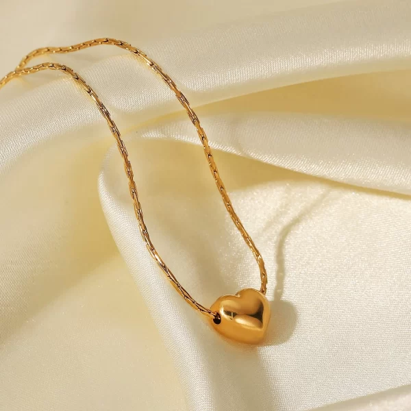 New Arrival 18K PVD Gold Plated Heart Pendant Choker Jewelry Party Stainless Steel Simple Smooth Heart Necklace for Girls - Image 3