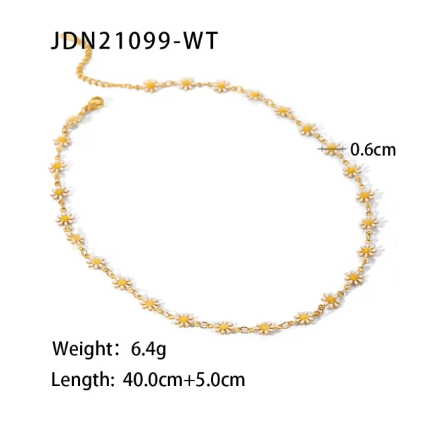Waterproof 18K Gold Plated Stainless Steel Accessories Charm White Daisy Choker Necklace for Women - Image 6