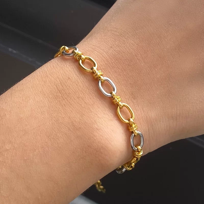 inimalist Versatile Stainless Steel Gold&Silver Color Chain Necklace Bracelet Set For Women Fashion Jewelry Accessory - Image 2