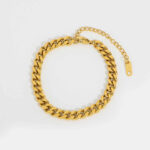 6mm Chunky Gold Curb Link Bracelet 18K Gold Plated Stainless Steel Miami Cuban Chain Statement Bracelet