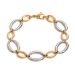Steel Color Stainless Steel Gold and Silver Color Combination O-shaped Bracelet 22cm