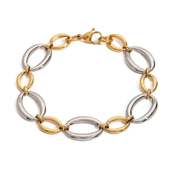 Steel Color Stainless Steel Gold and Silver Color Combination O-shaped Bracelet 22cm
