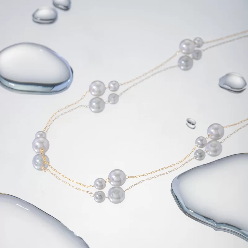 Minimalist 18K Gold Plated Charm Pearl Necklace Stainless Steel Exquisite Interval Pearls Necklace - Image 4