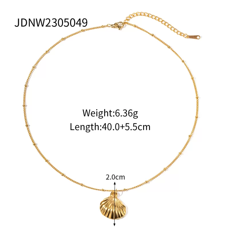 2023 New Trend Chic 18k Gold Plated Shell Shape Pendant Necklace Stainless Steel Fashion Jewelry - Image 6