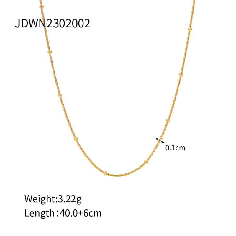 Geometric Round Snake Chain Choker Wedding Stainless Steel Interval Bead Chain Necklace for Girls - Image 5