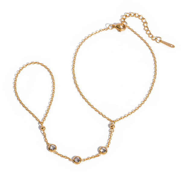 New Pattern Stainless Steel Rice Bead Chain Ring Bracelet 18K Gold Plated Fashion Jewelry for Women Gift