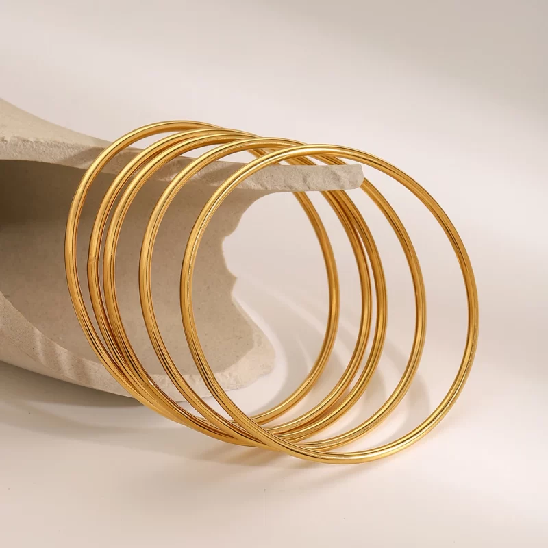 Minimalist Trendy Stainless Steel Gold Color Circle Bracelet Bangle For Women Waterproof Anti Allergic Jewelry - Image 3
