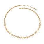 Youthway Versatile Casual Gold Plated Stainless Steel Geometric Rhinestone Tennis Chain Bracelet Necklace Set Sporty Accessories