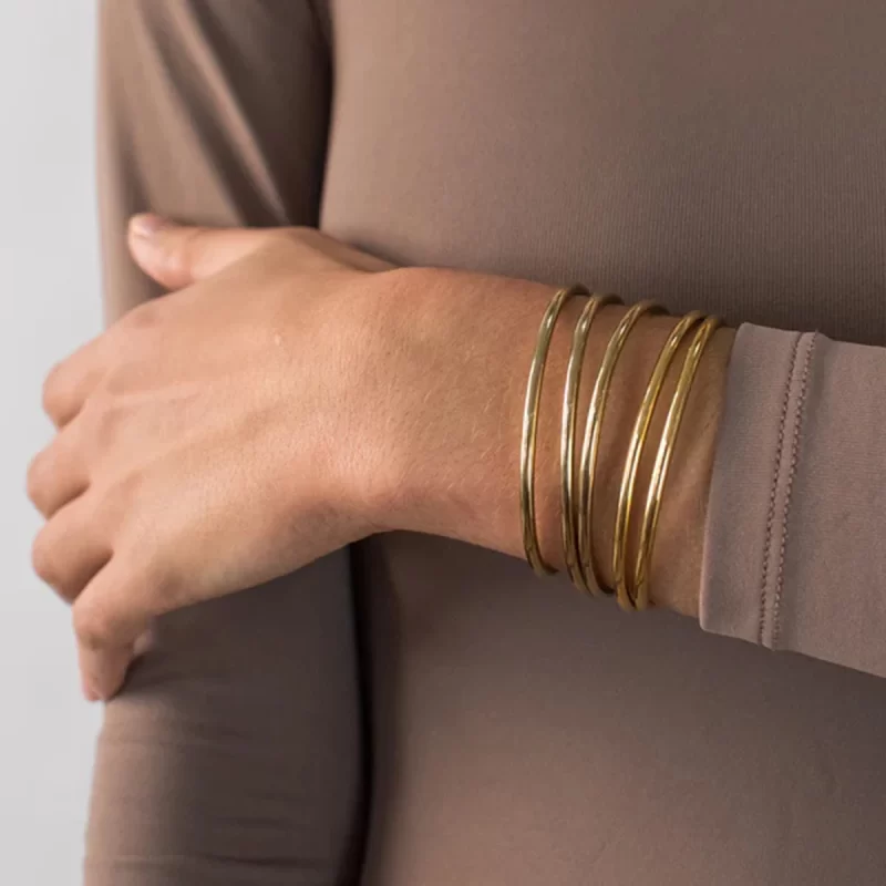 Minimalist Trendy Stainless Steel Gold Color Circle Bracelet Bangle For Women Waterproof Anti Allergic Jewelry - Image 2