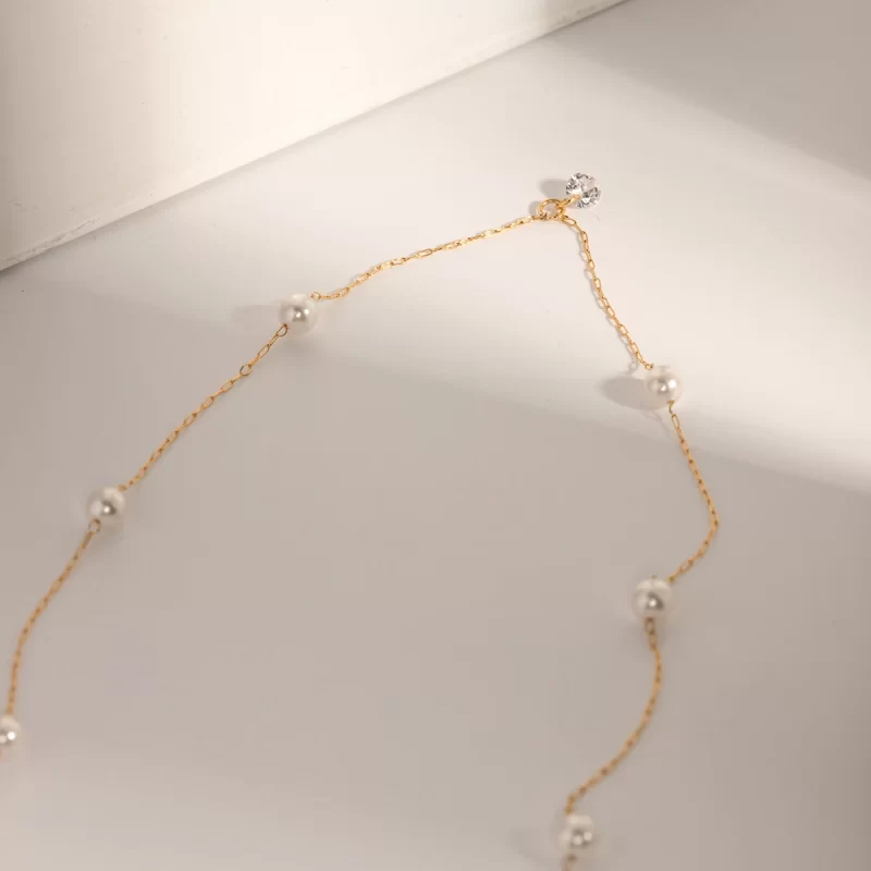 J&D Minimalist Stainless Steel Jewelry 18K PVD Gold 5A High Quality Pearl Crystal Pendant Necklace Women - Image 2