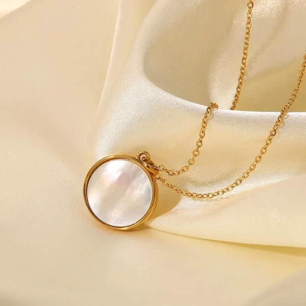 Popular Natural White Shell Chain Necklace Waterproof Stainless Steel Gold Plated Jewelry Moon Pendant Necklace - Image 3