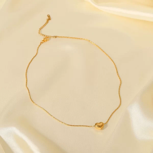 New Arrival 18K PVD Gold Plated Heart Pendant Choker Jewelry Party Stainless Steel Simple Smooth Heart Necklace for Girls - Image 5