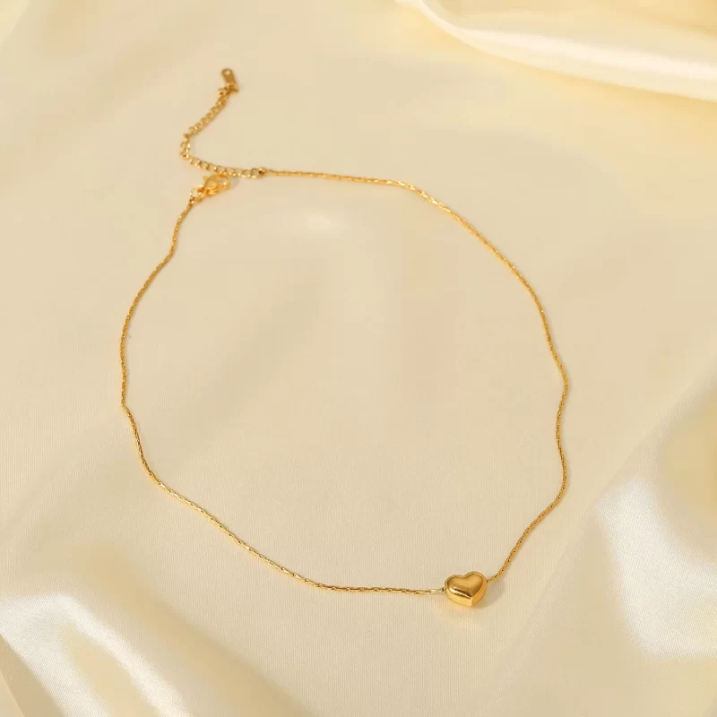 New Arrival 18K PVD Gold Plated Heart Pendant Choker Jewelry Party Stainless Steel Simple Smooth Heart Necklace for Girls - Image 5