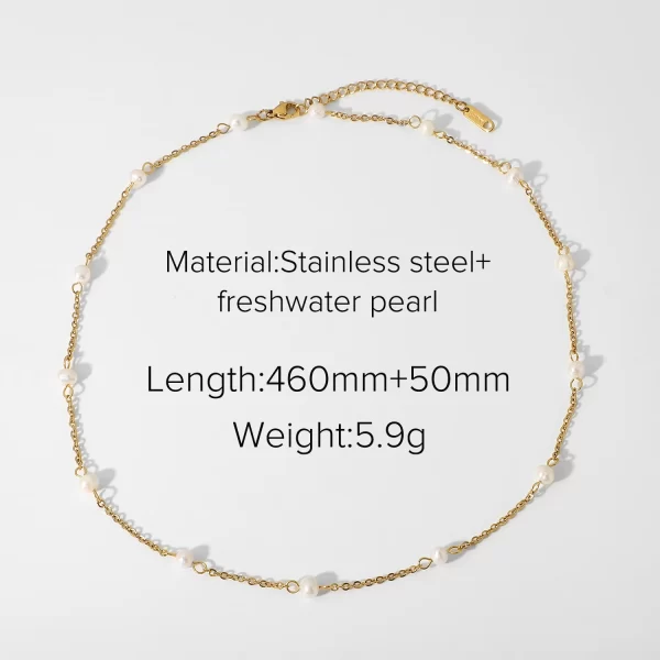 Minimalist 18K Gold Plated Charm Small Pearl Necklace Stainless Steel Interval Mini Pearls Necklace - Image 6