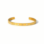 18K Gold Plated Stainless Steel Jewelry Gift Star Round Cubic Zirconia Opening Bangles for Women