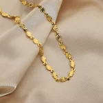 Vintage Oval Chain Necklace Daily Jewelry 18K Gold Plated Stainless Steel Oval Chain Choker Necklace for Girl