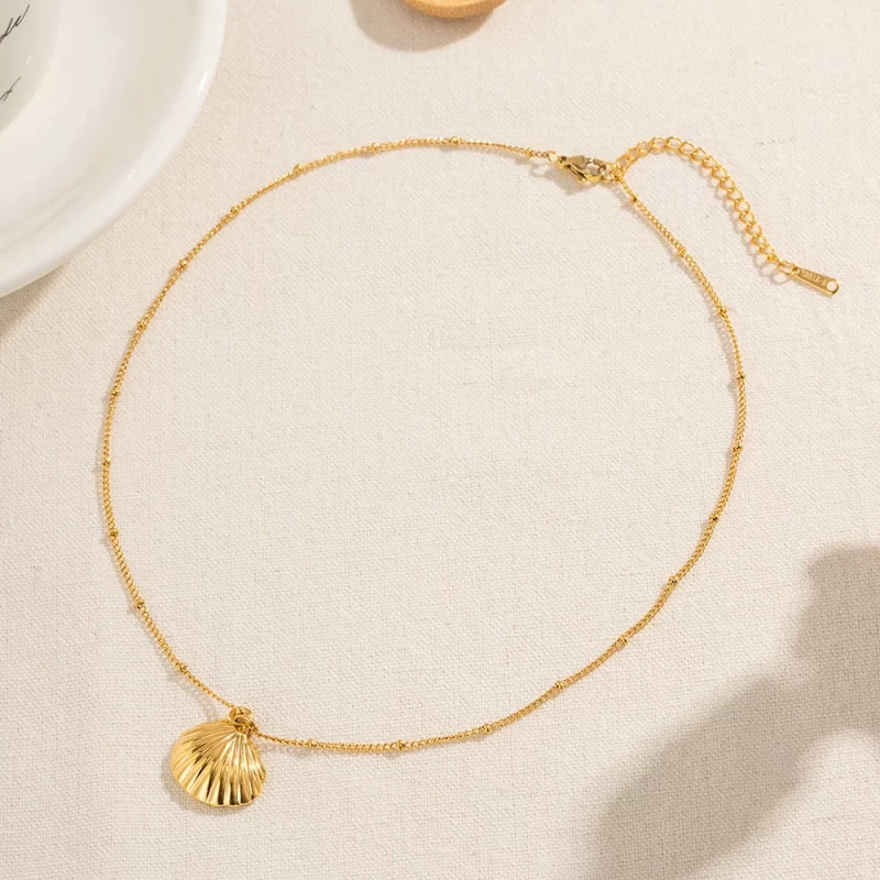 2023 New Trend Chic 18k Gold Plated Shell Shape Pendant Necklace Stainless Steel Fashion Jewelry - Image 5