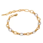 inimalist Versatile Stainless Steel Gold&Silver Color Chain Necklace Bracelet Set For Women Fashion Jewelry Accessory