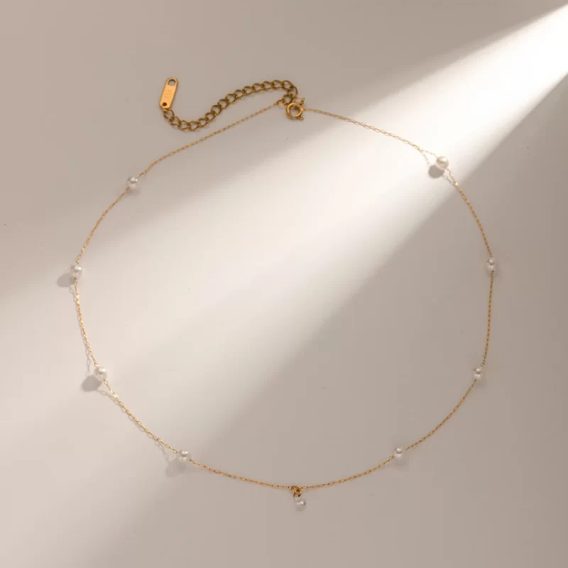 J&D Minimalist Stainless Steel Jewelry 18K PVD Gold 5A High Quality Pearl Crystal Pendant Necklace Women - Image 3
