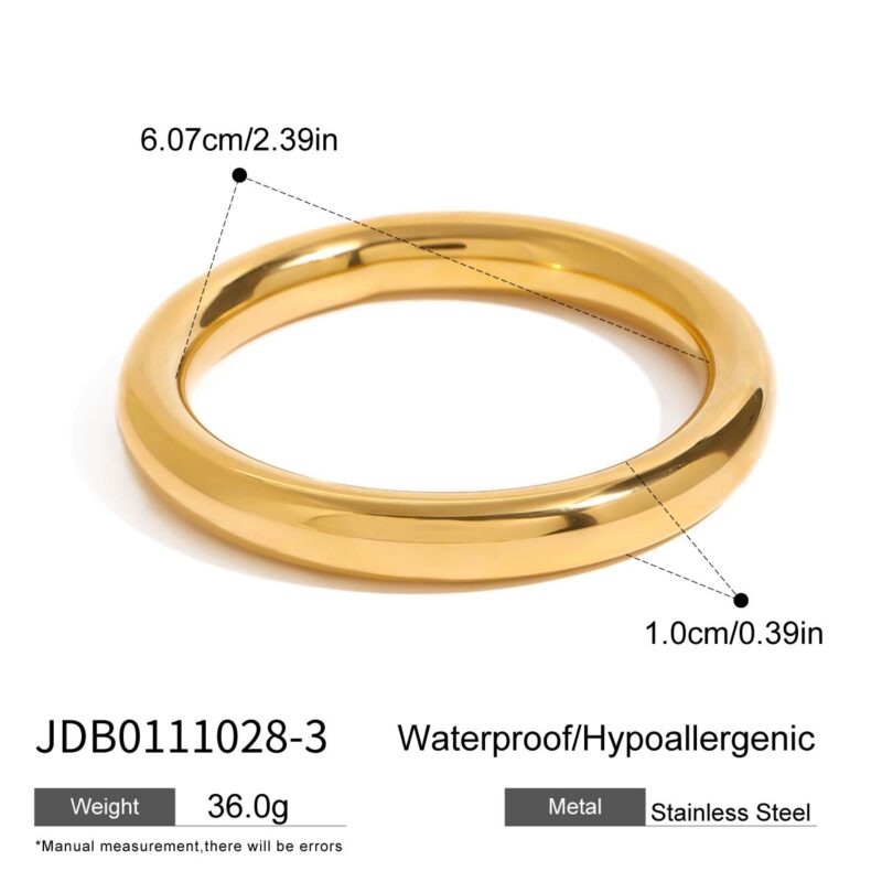 Modern and Simple 18k Gold Stainless Steel 10MM Simple Plain Ring Lady Style High-end Round Bracelet - Image 5
