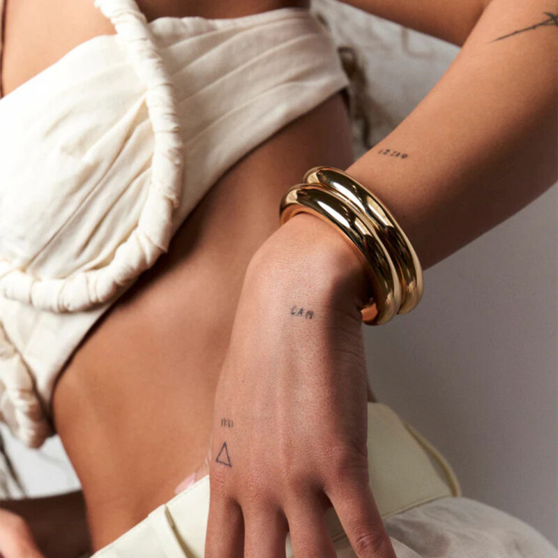 Modern and Simple 18k Gold Stainless Steel 10MM Simple Plain Ring Lady Style High-end Round Bracelet - Image 3