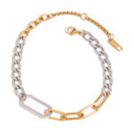 J&D Bold Chain 18K Stainless Steel Two-Tone Bracelet Chunky Link Minimalist Bracelet Durable Gift Everyday Stackable Arm Candy