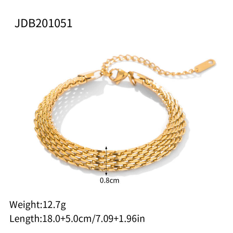 Gold Plated Stainless Steel Watch Belt Stacking Bracelet For Women Occident Metal Texture New Design Bracelet Jewelry Gifts Men - Image 5