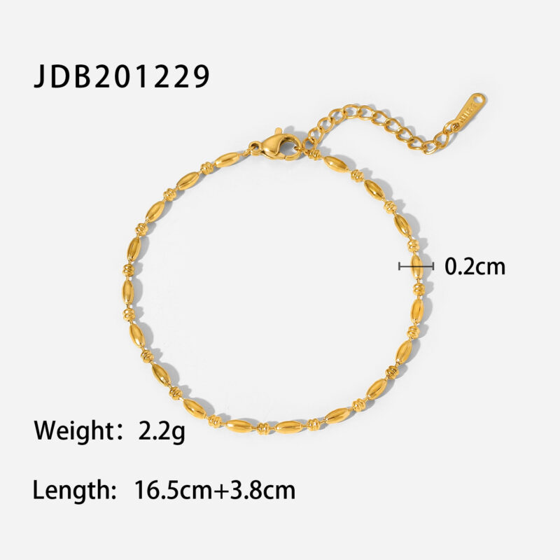 NEW 18K Gold Plated Stainless Steel bracelet Oval Bead Pure Chain Bracelet Ladies Party Anniversary Jewelry Gifts - Image 6