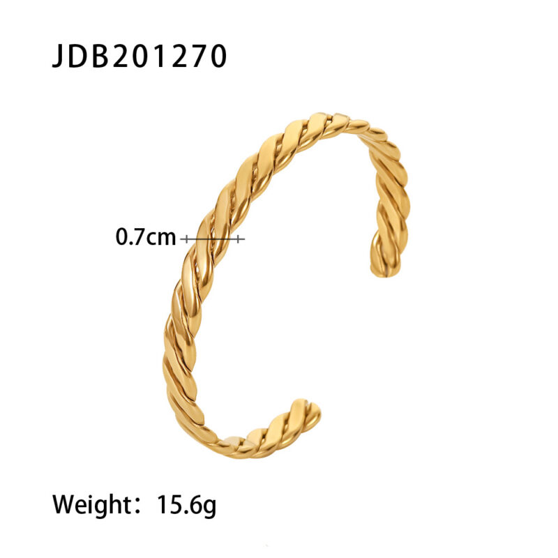 316L Stainless Steel Chunky Cuban Chain Bracelet 18K PVD Plated 2022 New Textured Elegant Jewelry for Women - Image 6
