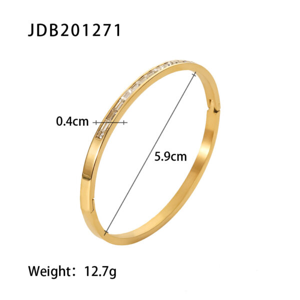 18k Gold Stainless Steel Bangles Winter Stacking Cubic Zirconia Opening Bracelet for Women Jewelry Gift - Image 6