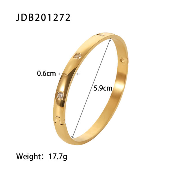 White Cubic Zirconia 316L Stainless Steel Bangle 18 K PVD Plated Waterproof Summer Trend Jewelry Gift for Woman - Image 6