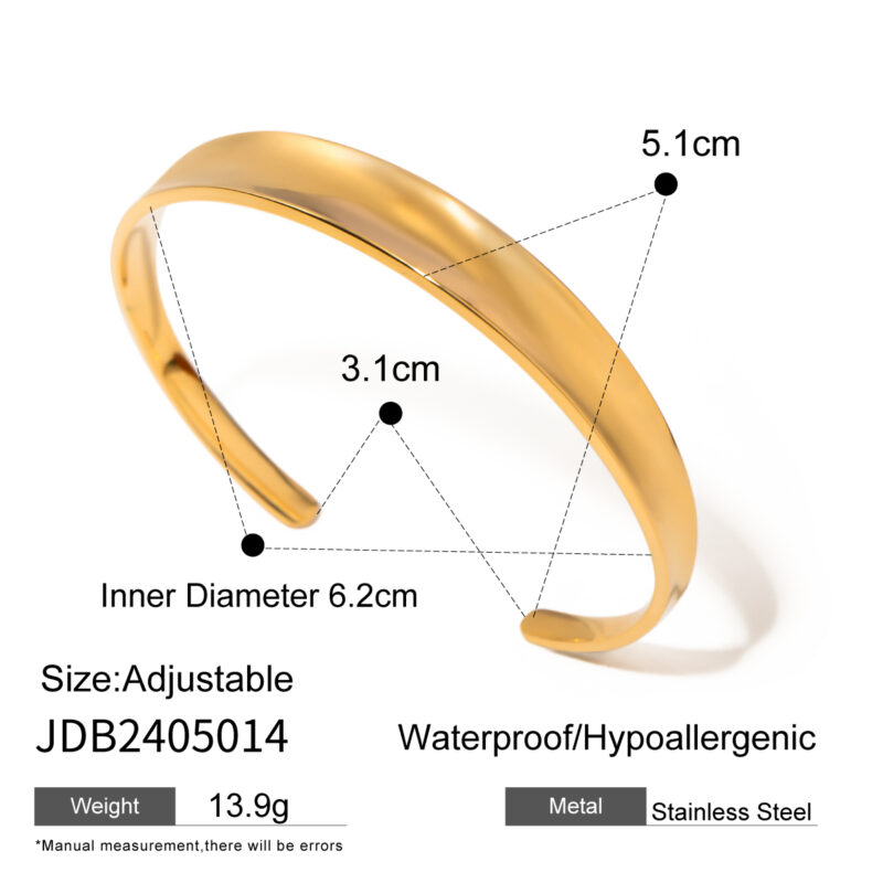 Glossy Stainless Steel Opening Bracelet Bangle Minimalist Personalized Trending Jewelry Women Waterproof - Image 5
