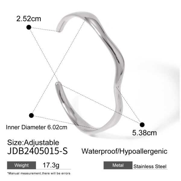Stainless Steel Texture Opening Cuff Bangle Bracelets Metal Waterproof Minimalist Elegant Jewelry for Women Gift 2024 - Image 4