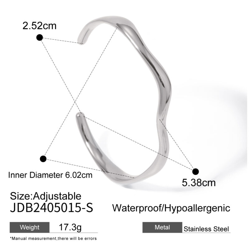 Stainless Steel Texture Opening Cuff Bangle Bracelets Metal Waterproof Minimalist Elegant Jewelry for Women Gift 2024 - Image 4