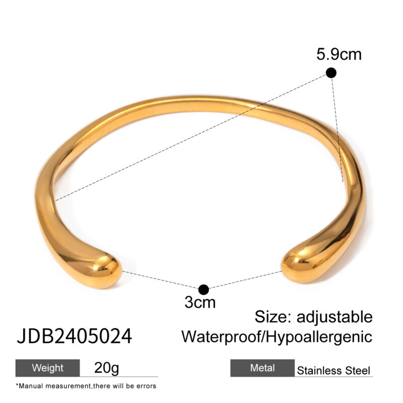 18K Gold Plated Minimalist Open Bangle Bracelets Stainless Steels Metal Irregular Texture Daily Jewelry Women - Image 5