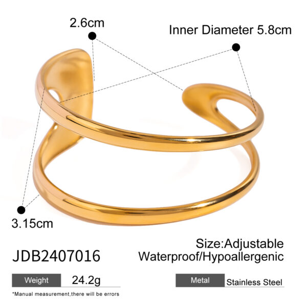 Stainless Steel Geometric Double Hollow Bracelet Bangle 18K Gold Simple Waterproof Trendy Jewelry New Gift - Image 6