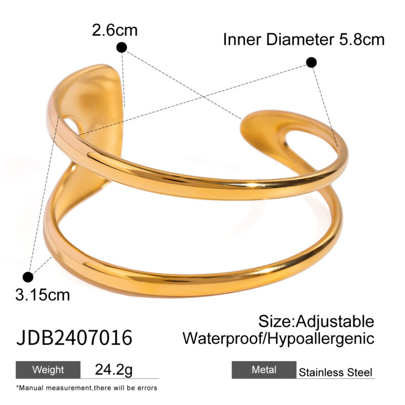 Stainless Steel Geometric Double Hollow Bracelet Bangle 18K Gold Simple Waterproof Trendy Jewelry New Gift - Image 6