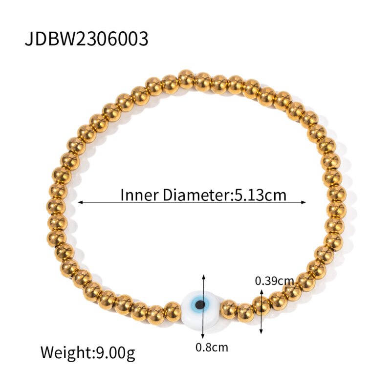 4MM Wide Stainless Steel Ball Devil Eye Stretch Bracelet Wrist Handmade Summer Jewelry 2023 Waterproof - Image 6