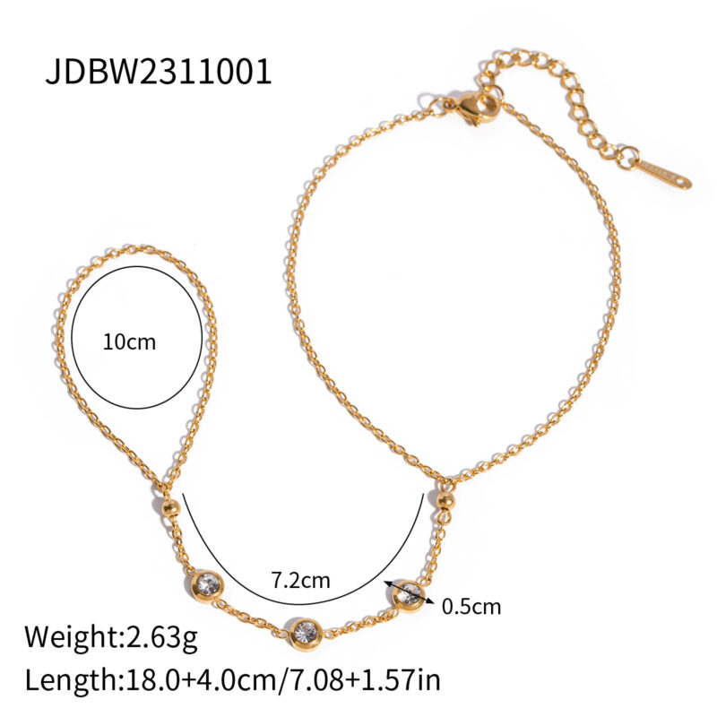 New Pattern Stainless Steel Rice Bead Chain Ring Bracelet 18K Gold Plated Fashion Jewelry for Women Gift - Image 5
