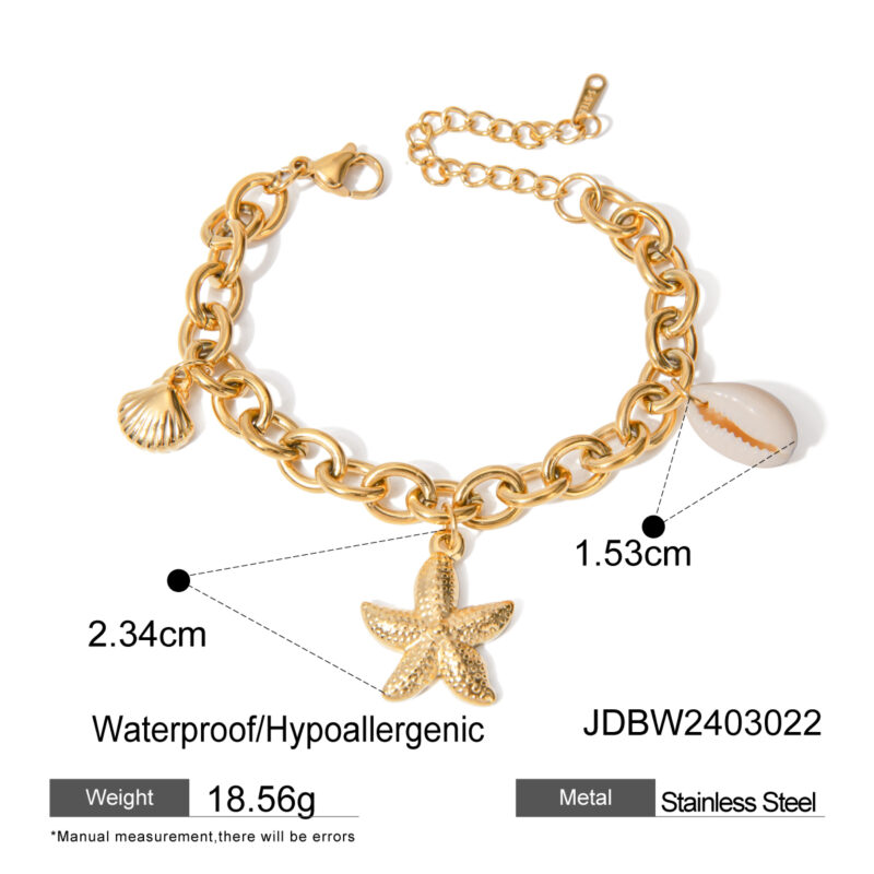 Starfish Shell Charm Necklace Bracelet Stainless Steel Waterproof Trendy Jewelry Gold Metal Accessories Girls Gift - Image 4