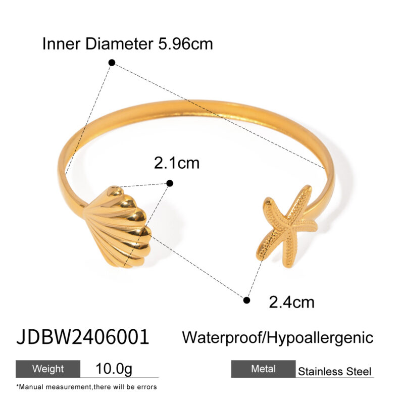 18K Gold Minimalist Scallop Seafish Stainless Steel Metal Personalized Limitation Opening Jewelry Sets for Women Gifts - Image 4