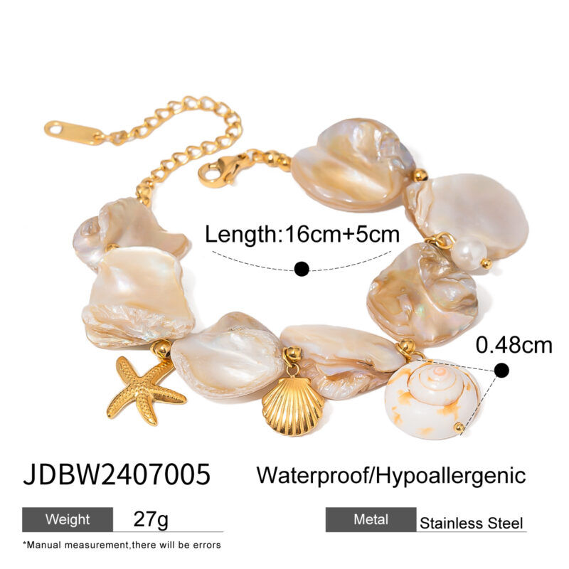 Summer Ocean Series Shell String Starfish Metal Charm Bracelet Necklace Jewlelry Set Women Trendy Accessories Gifts - Image 3