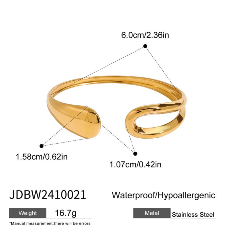 Modern Design Trendy Stainless Steel Smooth Hollow Opening Bracelet Bangle For Women Waterproof Anti Allergic jewelry - Image 5