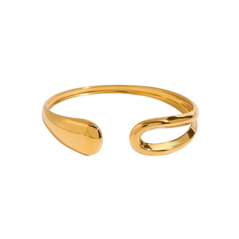 Modern Design Trendy Stainless Steel Smooth Hollow Opening Bracelet Bangle For Women Waterproof Anti Allergic jewelry