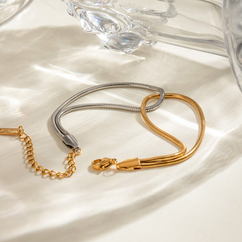 Versatile 18K Gold Stainless Steel Gold&Silver Color Chain Bracelet For Unisex Waterproof Anti Allergic Jewelry Gift - Image 4