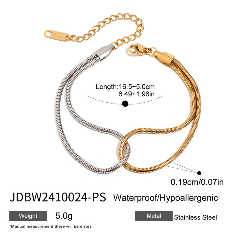 Versatile 18K Gold Stainless Steel Gold&Silver Color Chain Bracelet For Unisex Waterproof Anti Allergic Jewelry Gift - Image 5