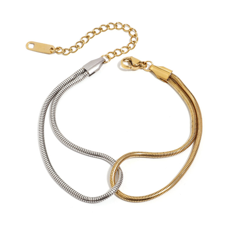 Versatile 18K Gold Stainless Steel Gold&Silver Color Chain Bracelet For Unisex Waterproof Anti Allergic Jewelry Gift